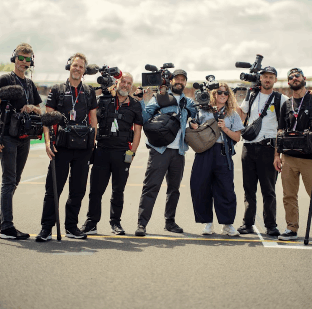 The documentary crew of Drive to Survive on set.